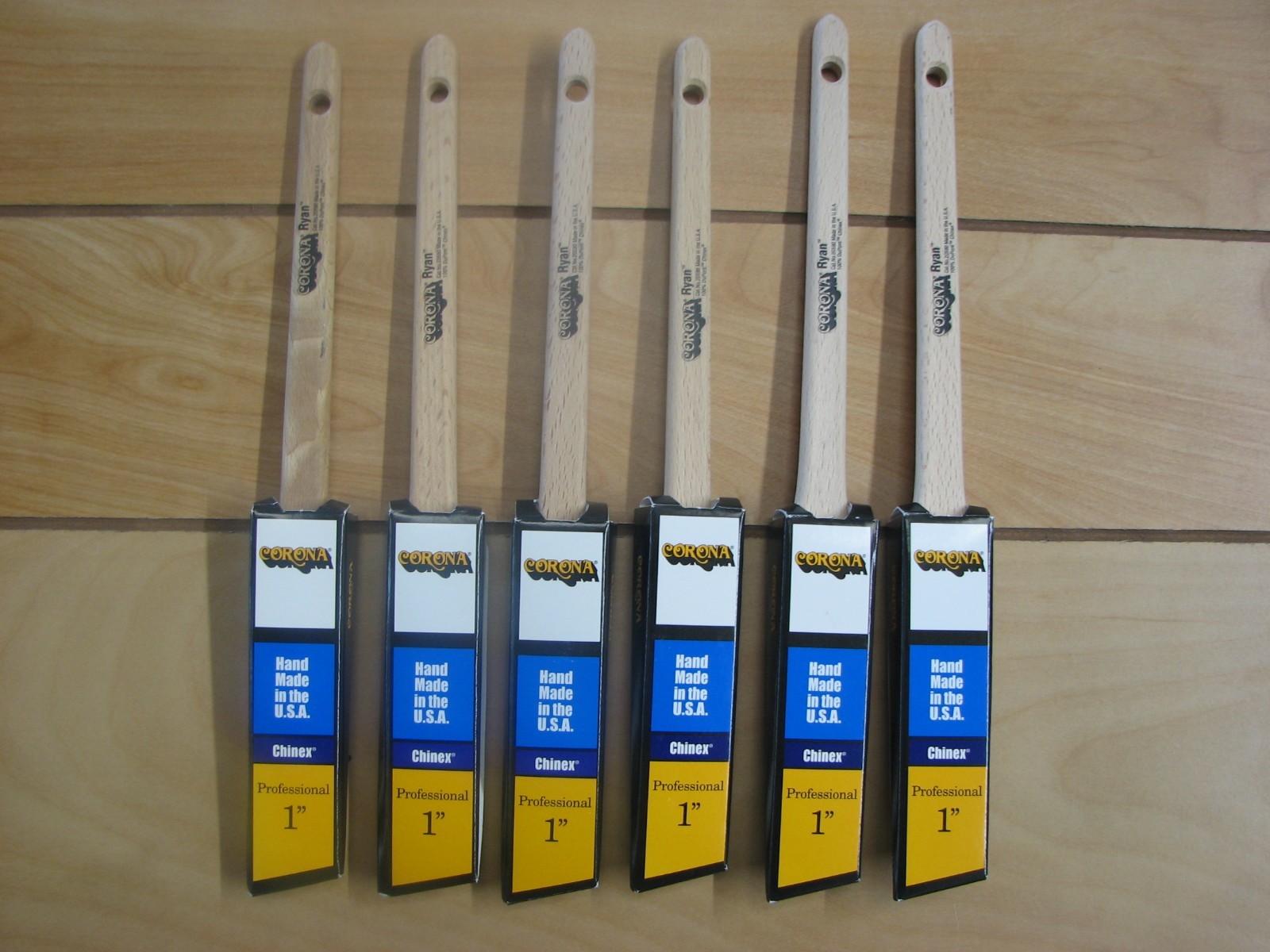 6 EA- CORONA 1" RYAN PRO ANGLE SASH PAINT BRUSH, CHINEX MADE IN USA