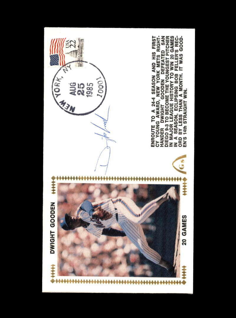 Dwight Gooden Hand Signed 1985 20 Games FDC Cache Autograph