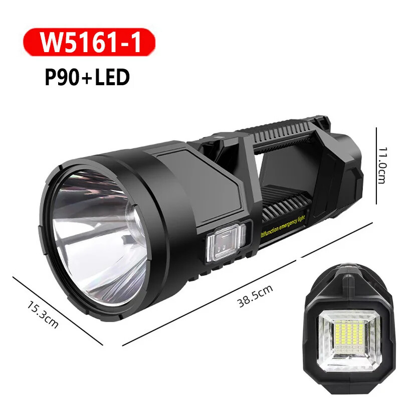 Extra Large Solar Flashlight Rechargeable Searchlight Long Range Carry Torch