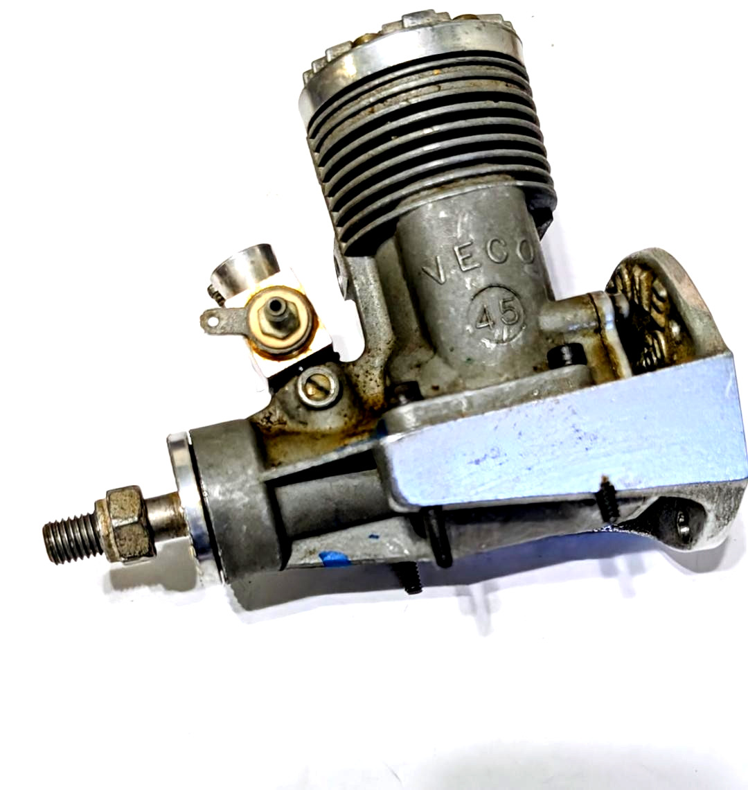 Veco 45 R/C engine, mount, box, instructions, good compression & condition