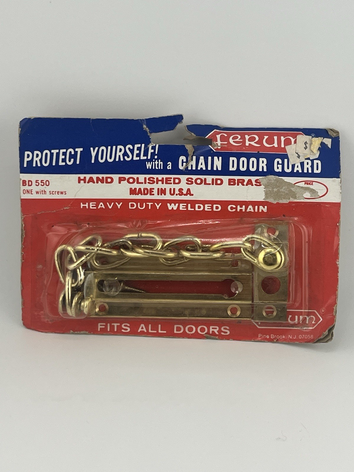 Ferum hand-polished solid brass chain door guard BD550 Fits All Doors USA