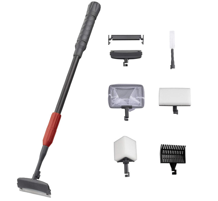 Kit limpieza acuario 6 en 1 con raspador algas y mango largo ajustable