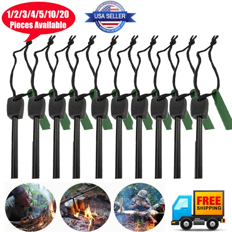 Portable Waterproof Ferro Rod Fire Starter Kit w/ Striker for Camping Outdoor