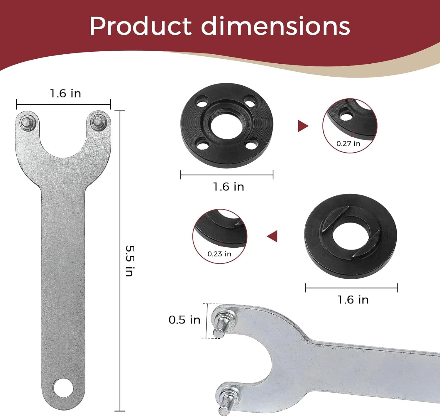 3P Angle Grinder Nut Angle Grinder Wrench Kit for Compatible with Milwaukee |