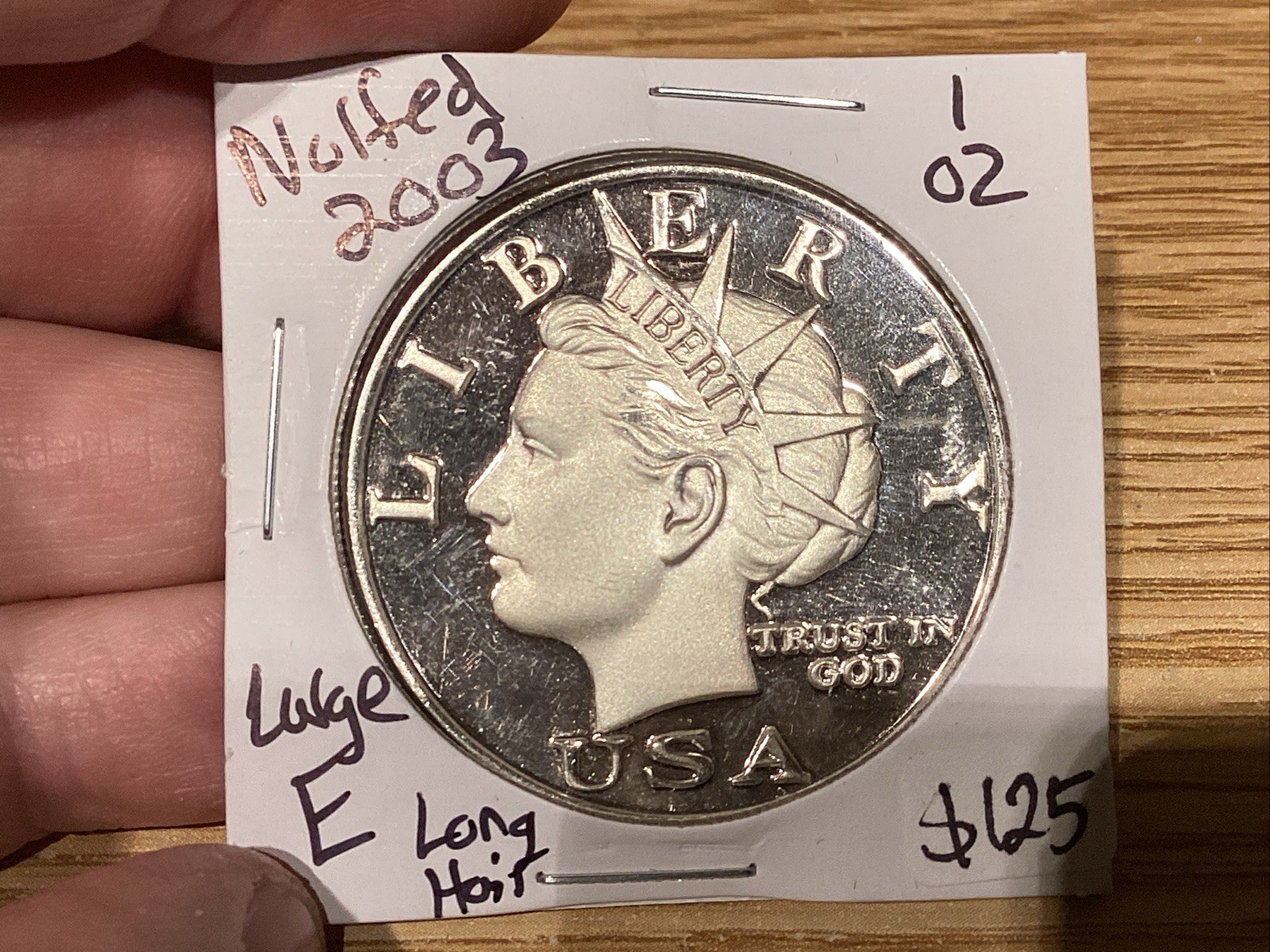 Norfed 1 Oz Silver 2003 $10 Large E Long Hair (2 Available)