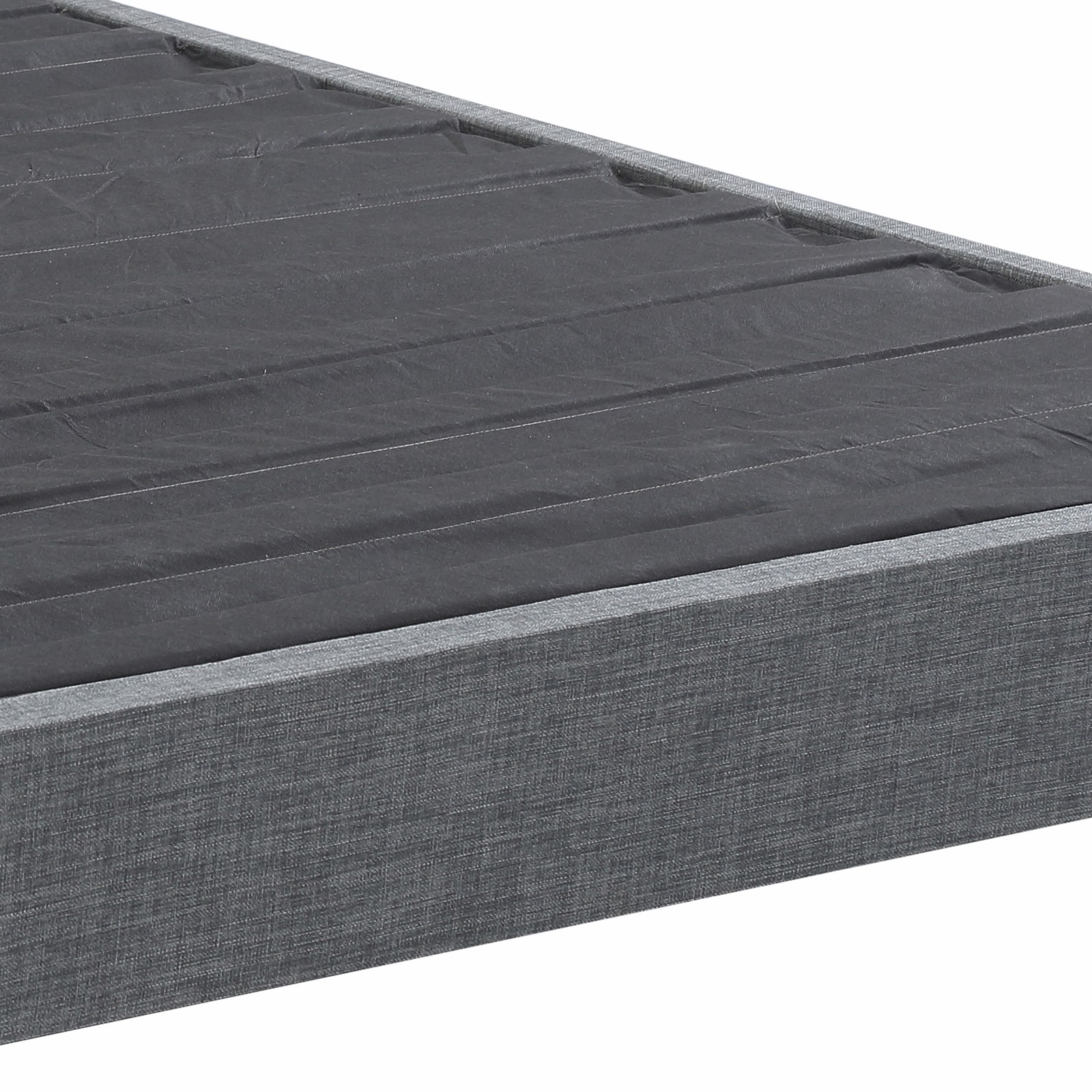 Grey Polyester Upholstered Platform Bed Frame, California King