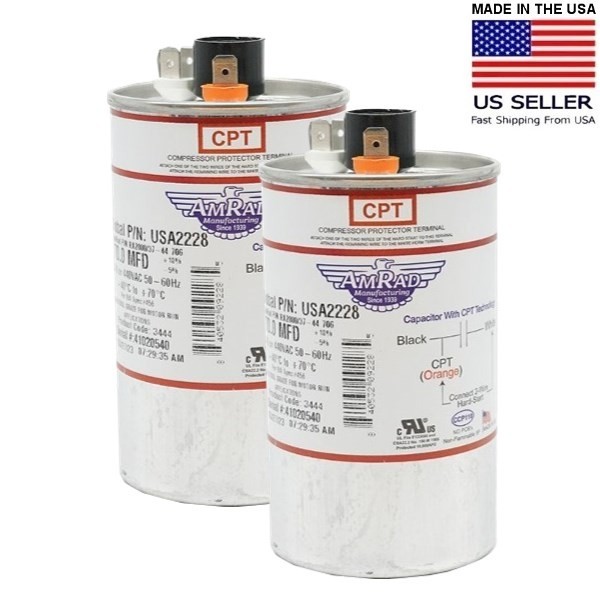 AmRad USA2228 70 uf/MFD 370-440 VAC Run Capacitor 50/60 Hz AC Electric Lot-2