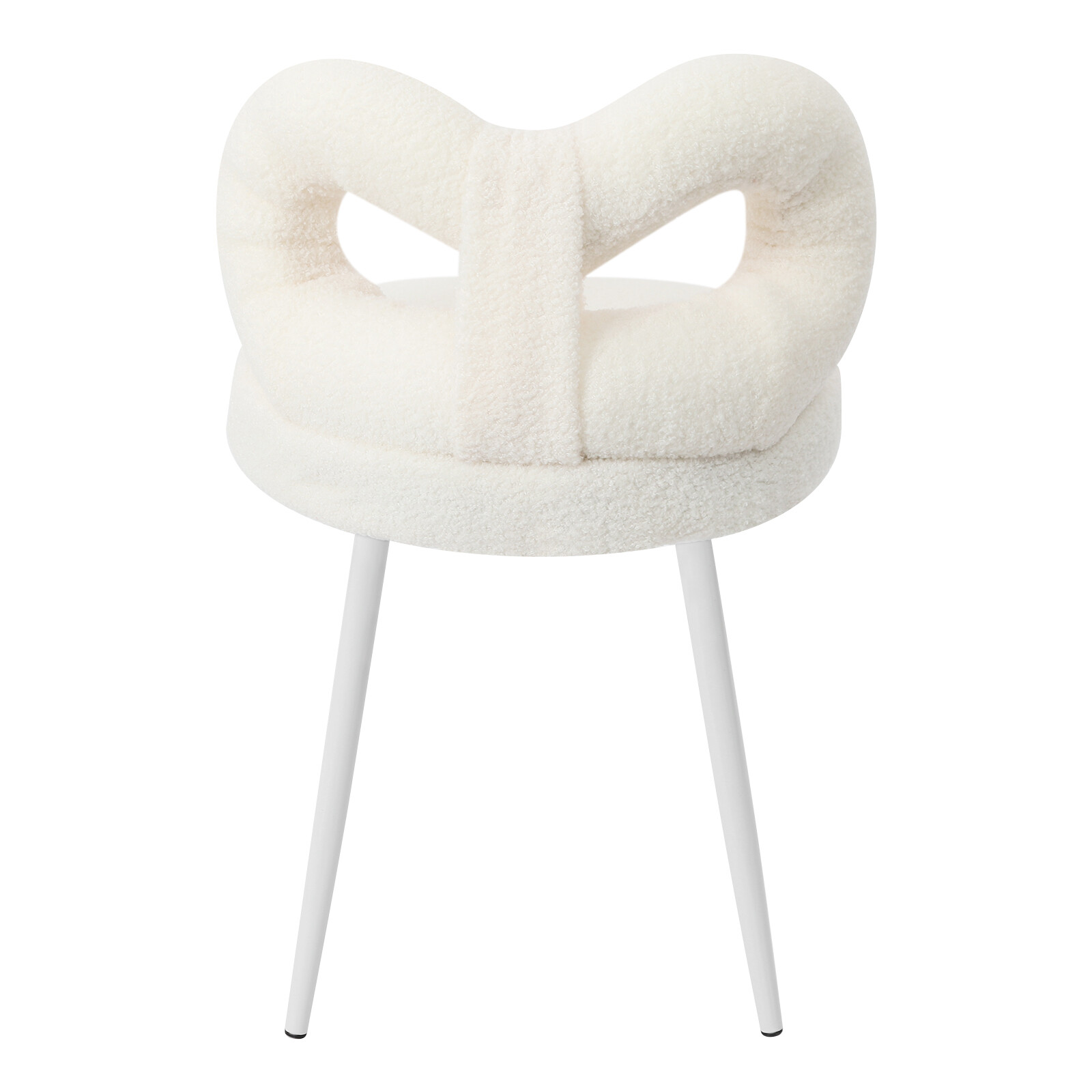 Vanity Chair with Cute Bow Backrest & Wheels 360° Rolling Makeup Seat White