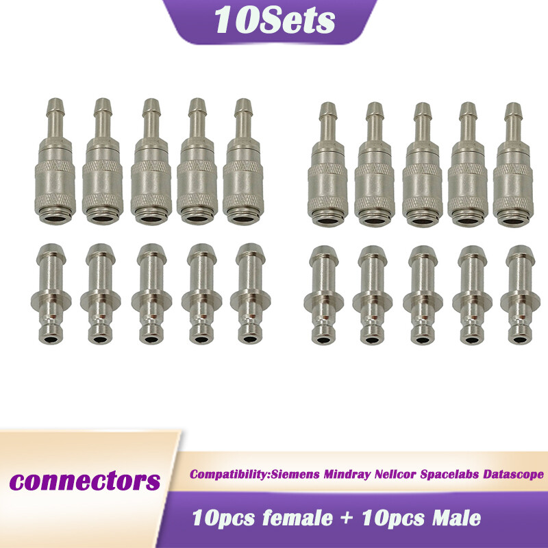 10Sets Fit For Philips/Siemens NIBP Blood Pressure Cuff Connectors Male + Female