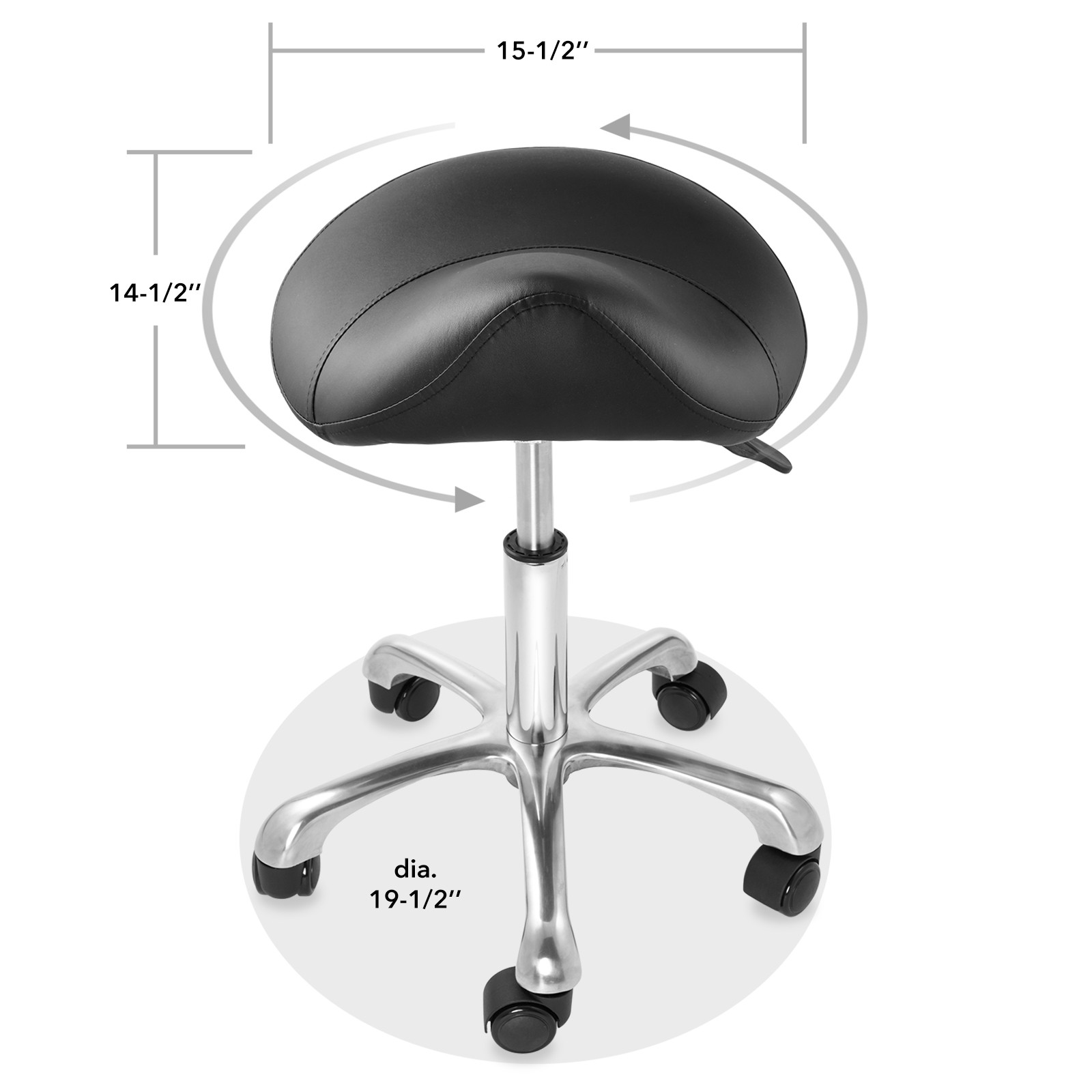 OPEN BOX - Hydraulic Adjustable Rolling Spa Saddle Stool in Black