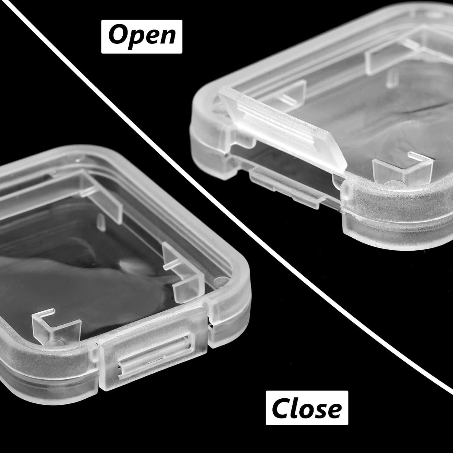 60pcs Plastic Transparent Standard SD SDHC Memory Card Case Holder Storage Box