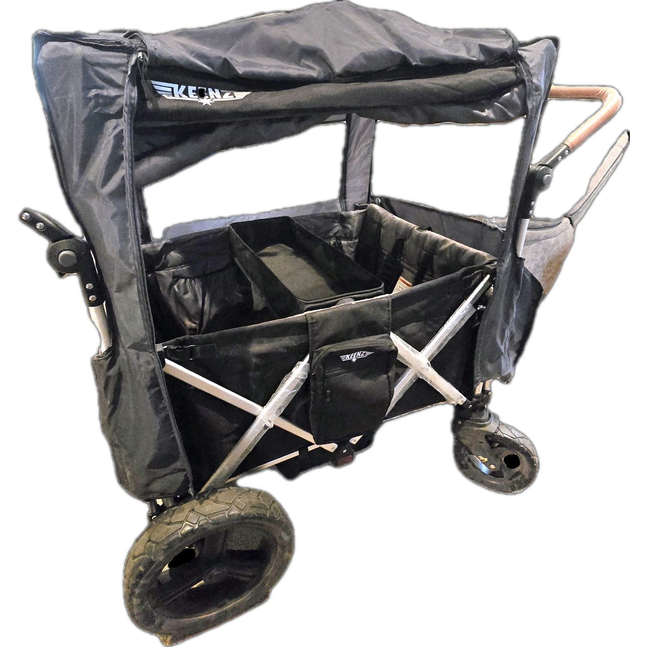 Keenz 7s Stroller Wagon - Gray includes canopies and all accessories.
