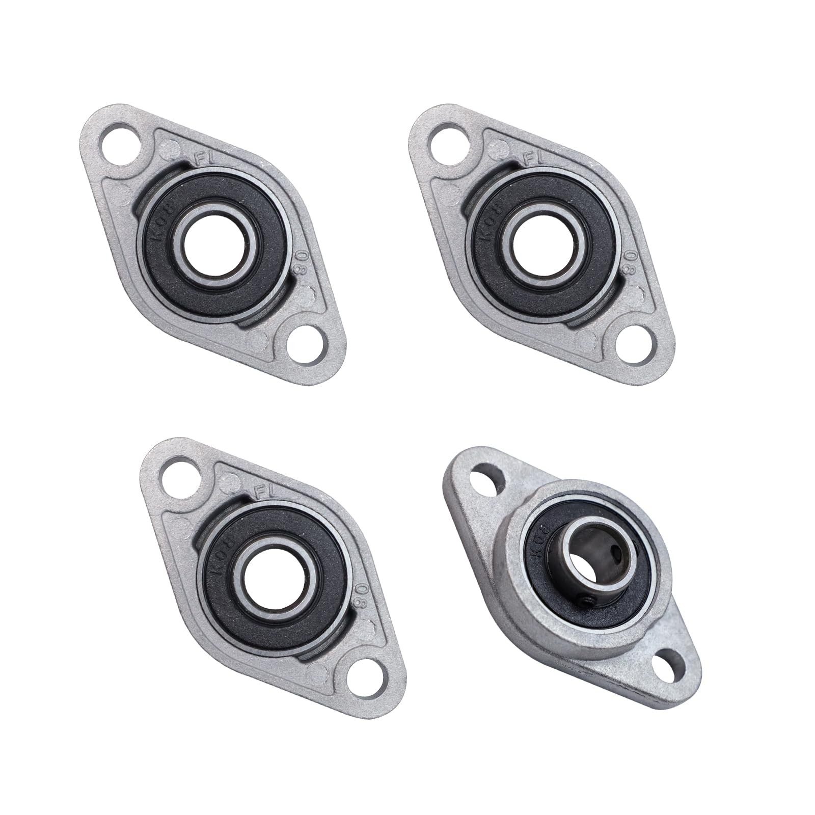 Pillow Block Bearing 4Pcs, 5/16" (8mm) ID Mounted Pillow Block Bearings, Zinc...