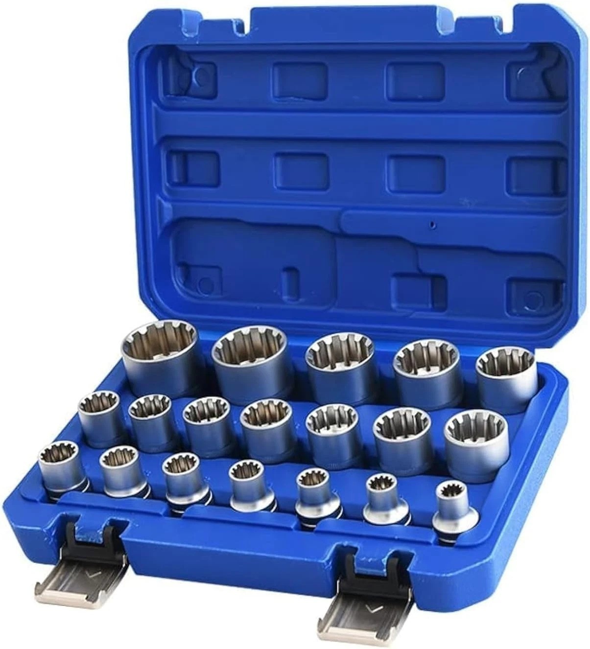 Spline Socket Set 1/2" Drive Universal Metric 8-32mm 12-point Cr-V Socket Set..,