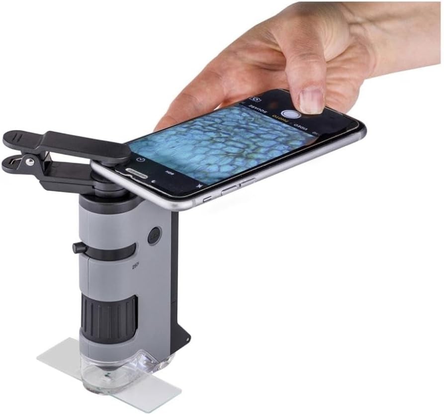 MicroFlip 100x-250x Pocket Microscope with Smartphone Clip for STEM Learning