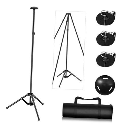 Boat Cover Support Poles System with Metal Tripod Base, 33"-66" Black(1 PACK)