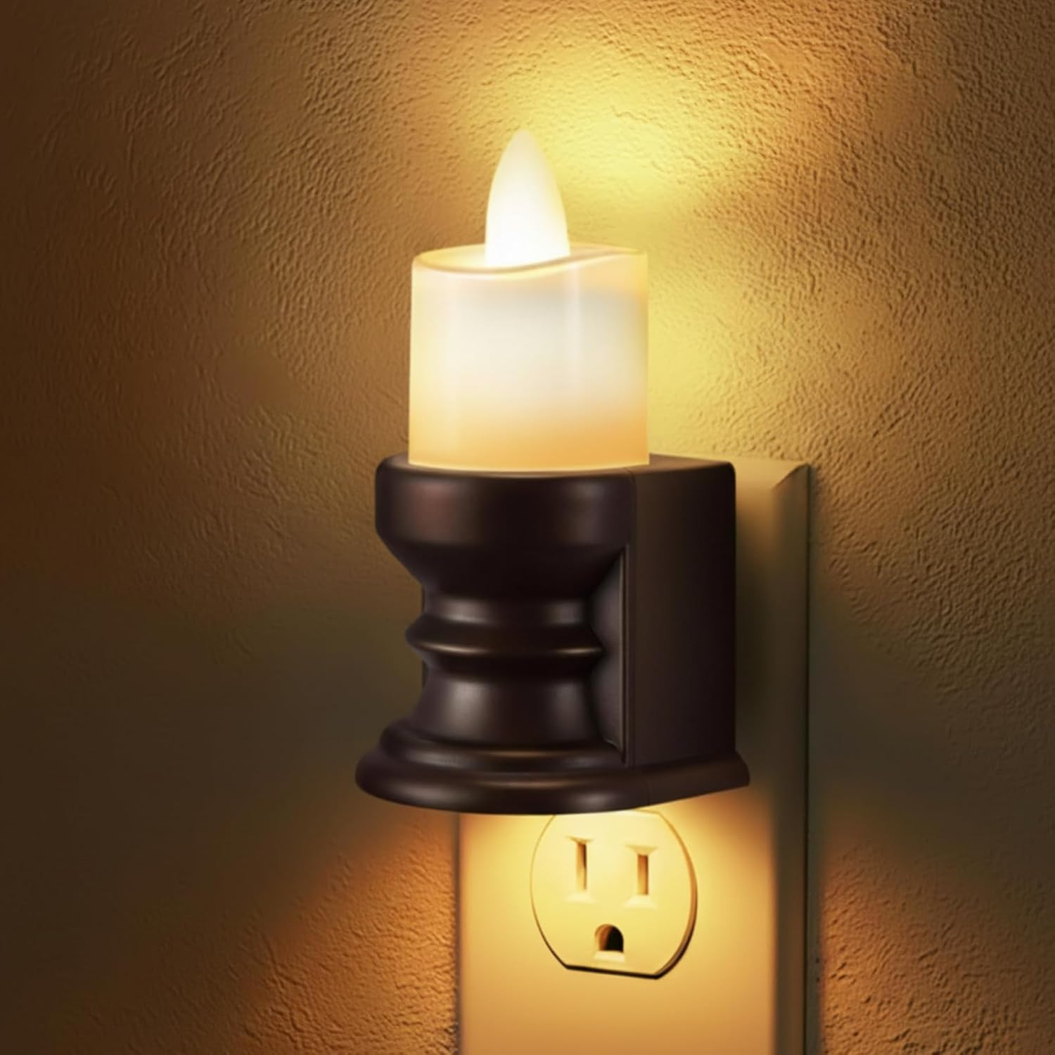Flickering Flameless Candle Night Light Plug In Dimmable LED Nightlight 1 Pcs