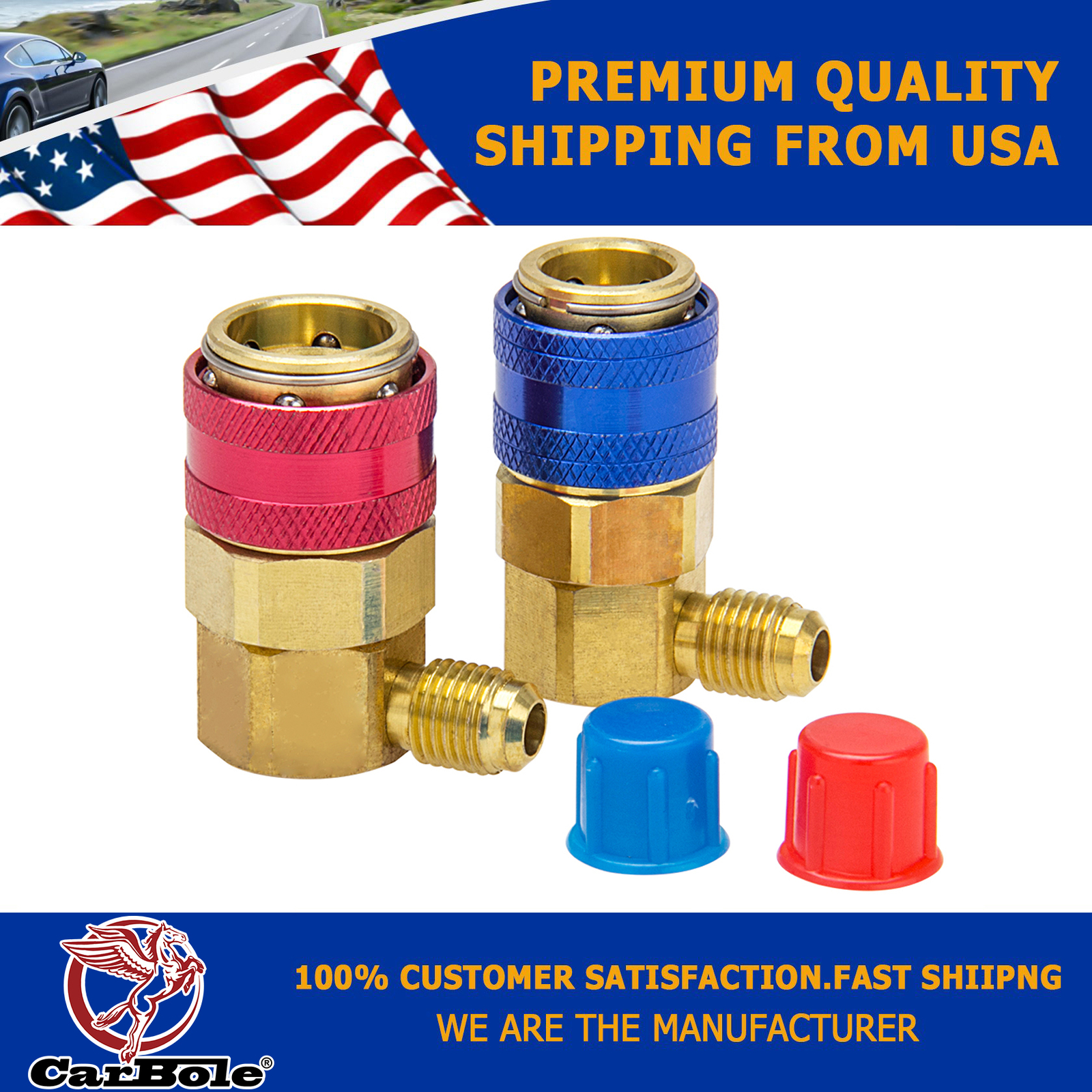 A/C Manifold Gauge Kit H/L Angle Adapter 1/4" SAE Male Flare 90 Degree