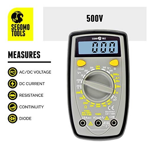 Multimeter - Amp & Diode Voltage, Resistance & Continuity Digital 500 Volt