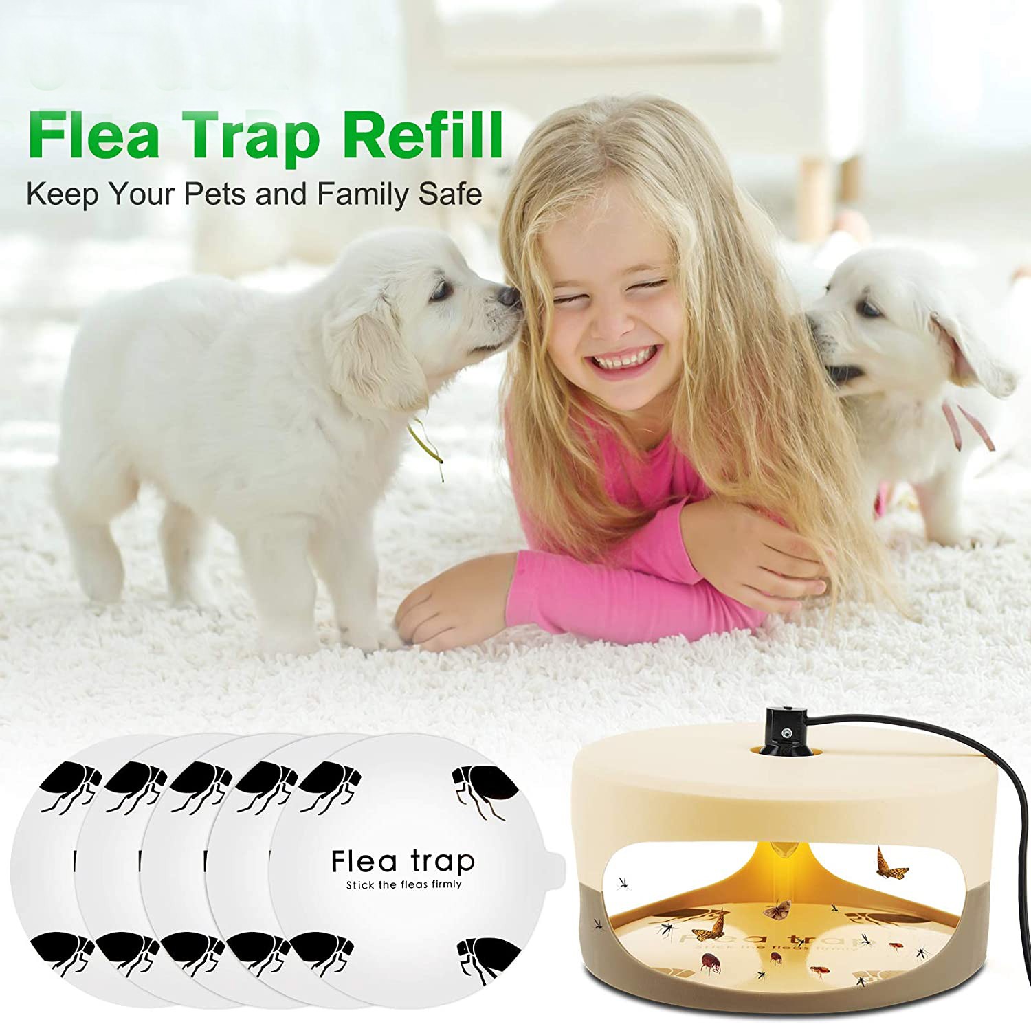 5 Pcs Flea Trap Refill Discs Replacement Glue Boards, 7.1 inch Sticky Pads