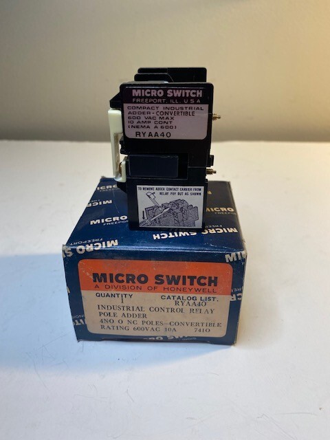 MICRO SWITCH HONEYWELL RYAA40 INDUSTRIAL CONTROL RELAY POLE ADDER *NEW*