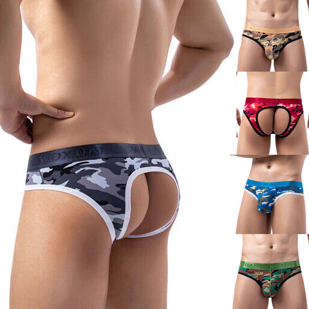 Mens Sexy Jock Strap Breathable Underwear Backless Pouch Briefs Underpants Thong