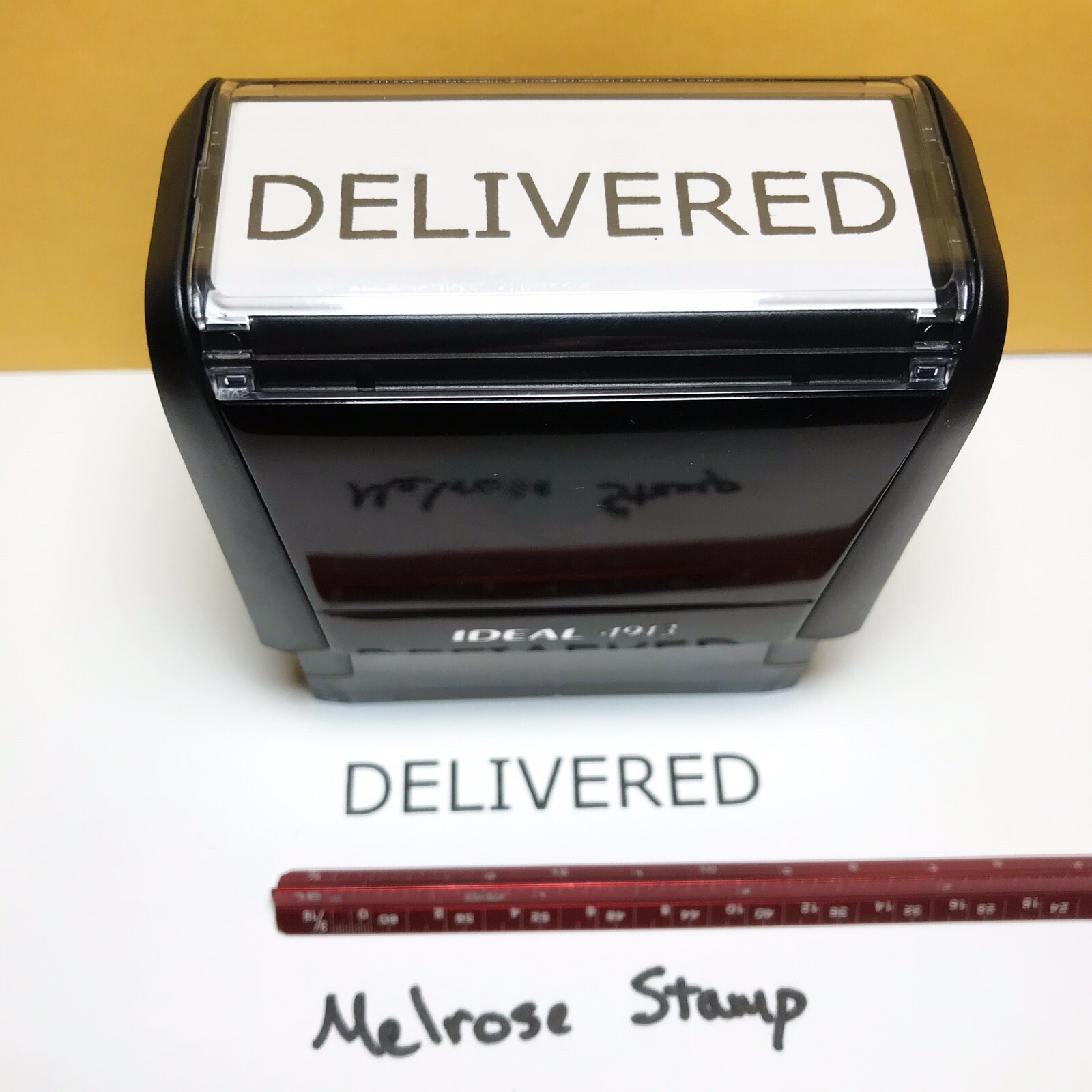 Delivered Rubber Stamp Self Inking Black Ink Ideal 4913
