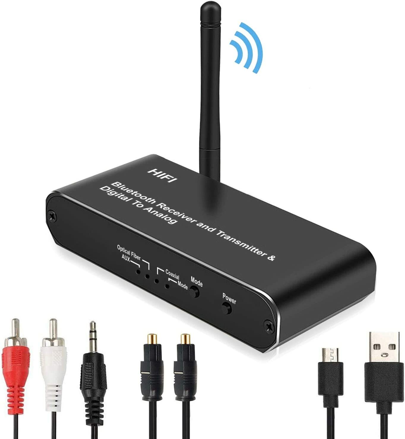 Optical Fiber Wireless BT5.0 HiFi Long Range Audio Transmitter Receiver Adapter