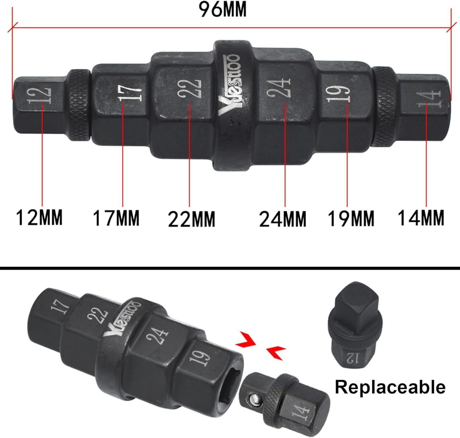Hex Axle Tool for Motorcycle Front Axle Wheel, Allen Axle Spindle Socket Adapter