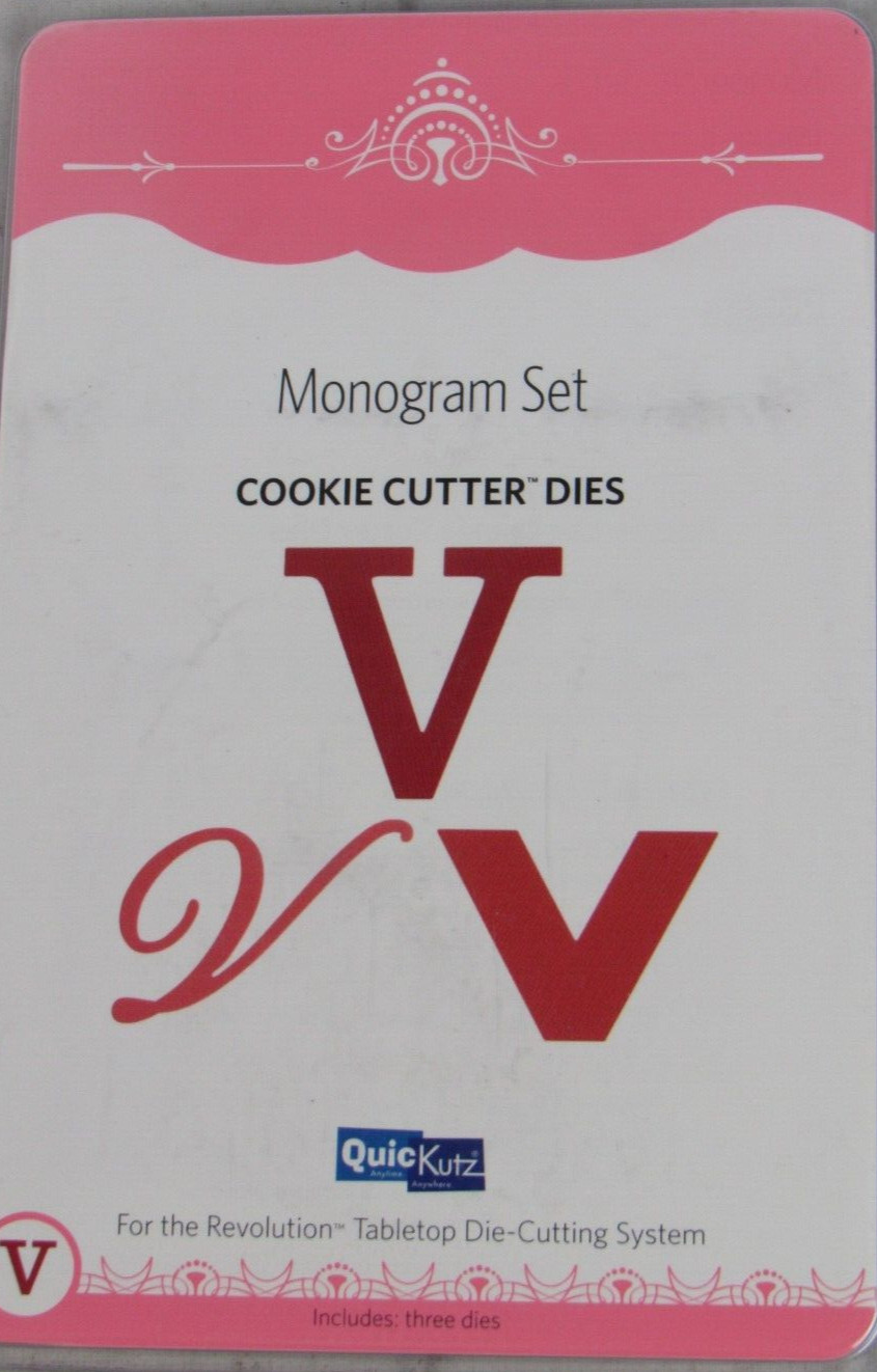 QuicKutz Monogram "V" Set, Cookie Cutter Dies, 3 dies, CC-MONOGRAM-V01