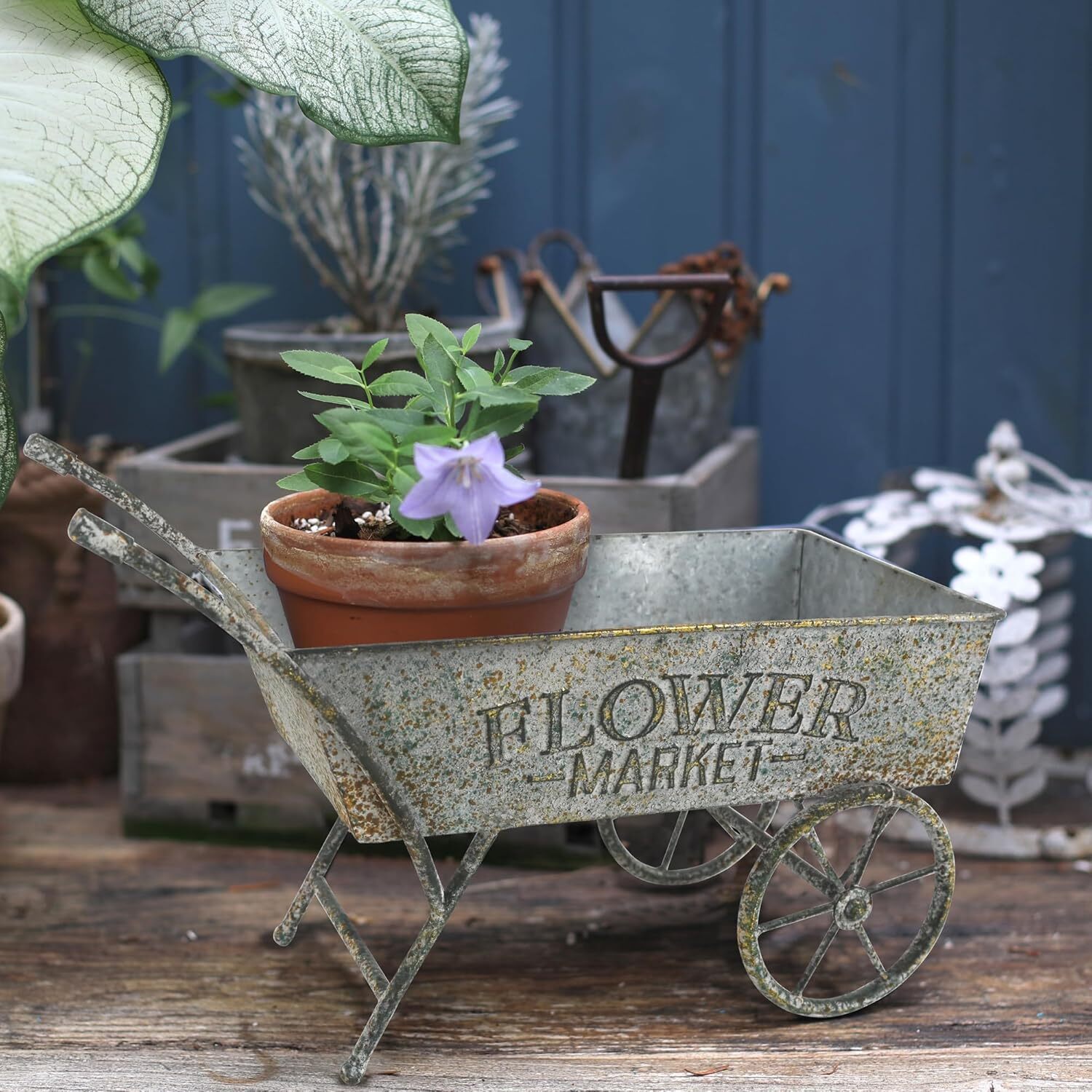 Vintage Planters for Outdoor Planter for Plants Flower Cart Small Wheelbarrow