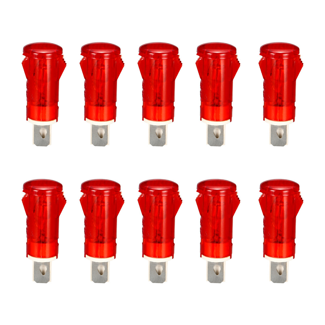 Neon Indicator Lights 220V, Dash Bulbs MDX-11A Red 10mm 2/5" Push-In Mount 10Pcs