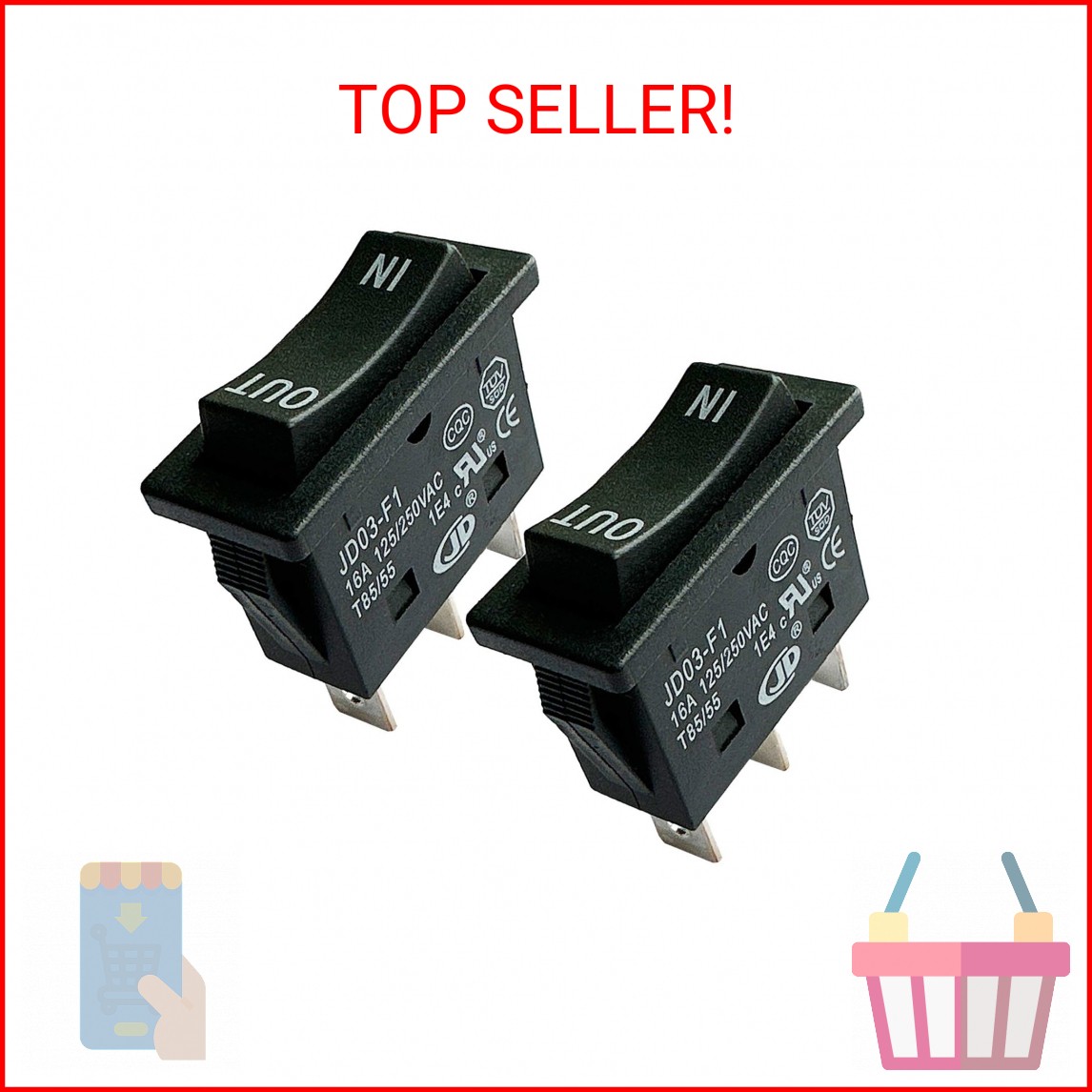 2Pcs KCD4-3NC 16A in-Out Rocker Switch 3 Pins 3 Positons Double Side Momentary