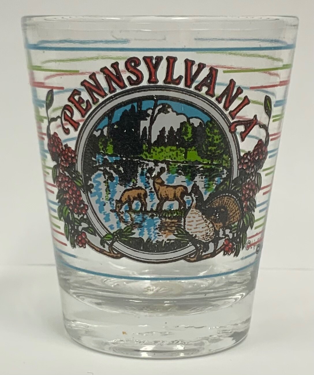 Pennsylvania Lipco  Shot Glass Deer Lake Scene