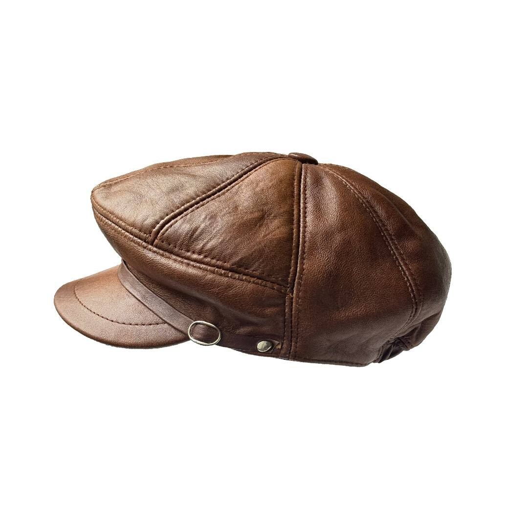 LEATHER Men Gatsby Cap Newsboy Ivy Hat Golf Driving Flat Cabbie S-3XL