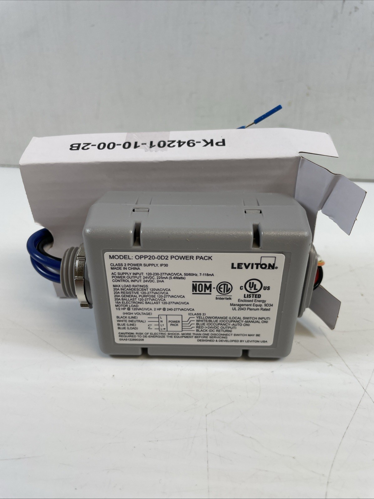 Leviton OPP20-D2 Occupancy Sensor Power Pack, Gray, 120-277V, 20A