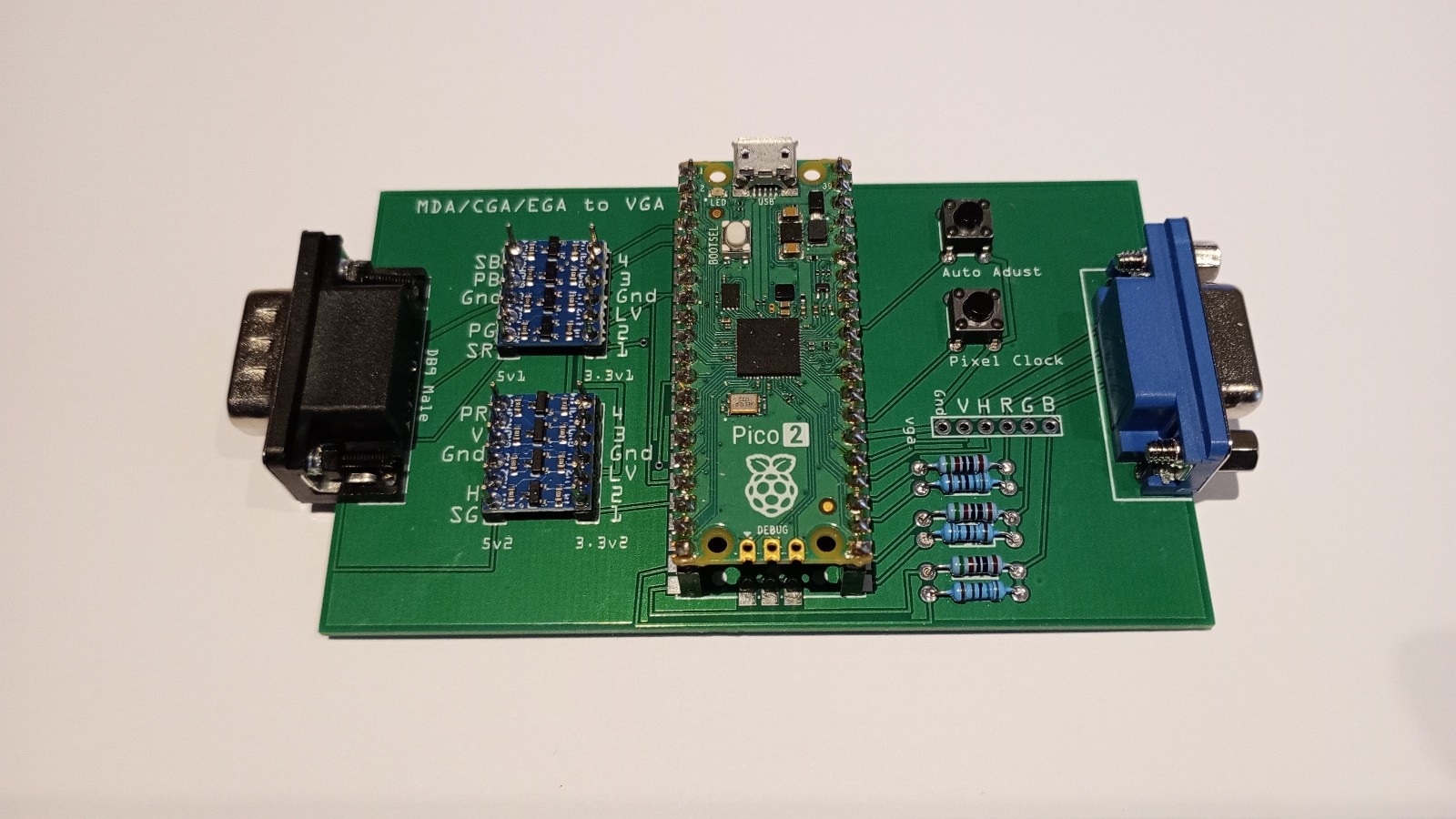 Video Scaler for MDA, CGA, EGA to VGA Adapter Toshiba T1000 Amstrad PPC640-Built