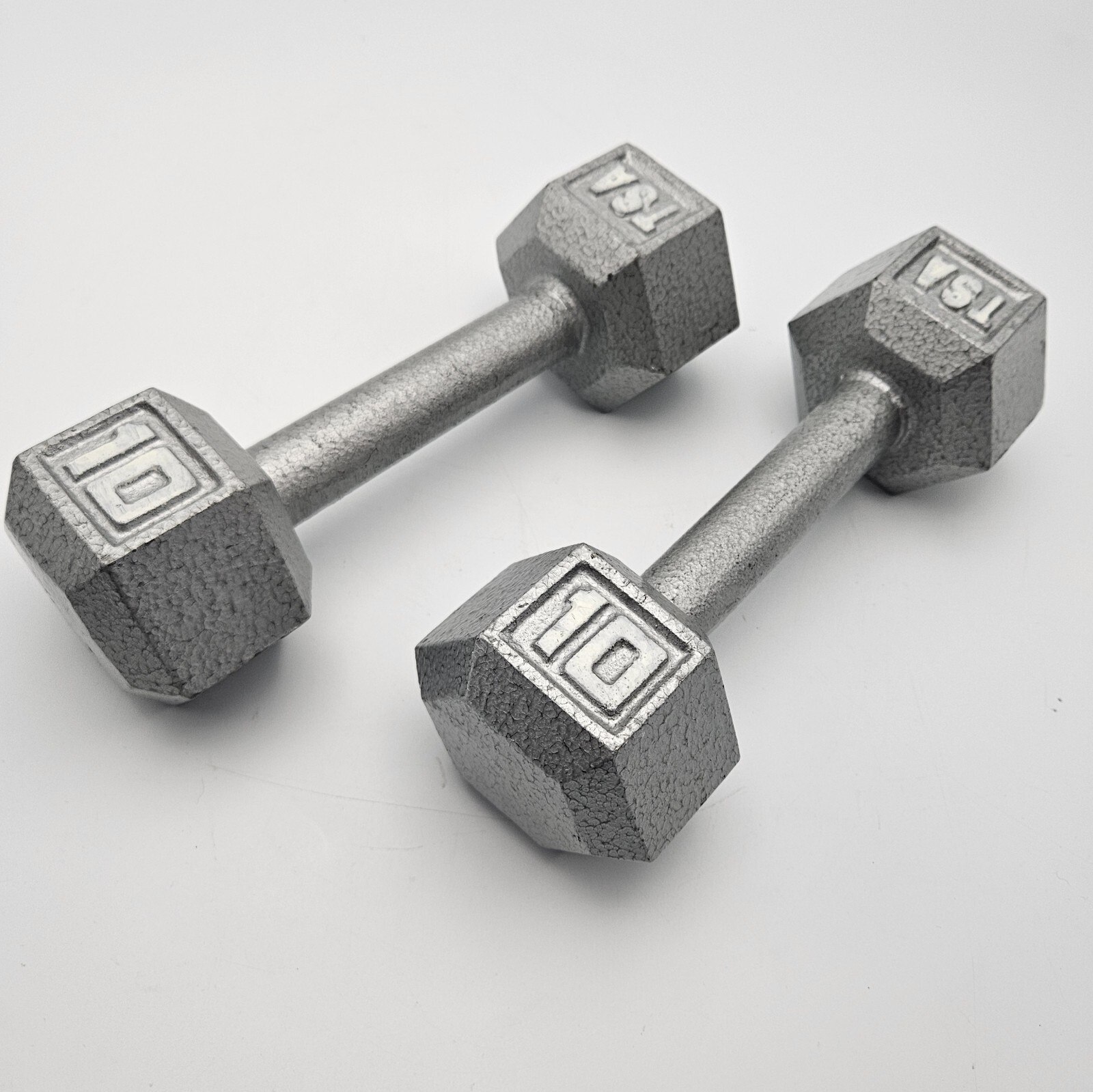 TSA 10 lb Cast Iron Hex Dumbbell - Durable Non-Roll Design for Strength Training