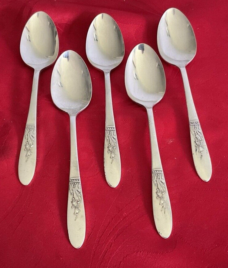 S.L. & G.H. Rogers Oneida silverplate Presentation 5 teaspoons 6"