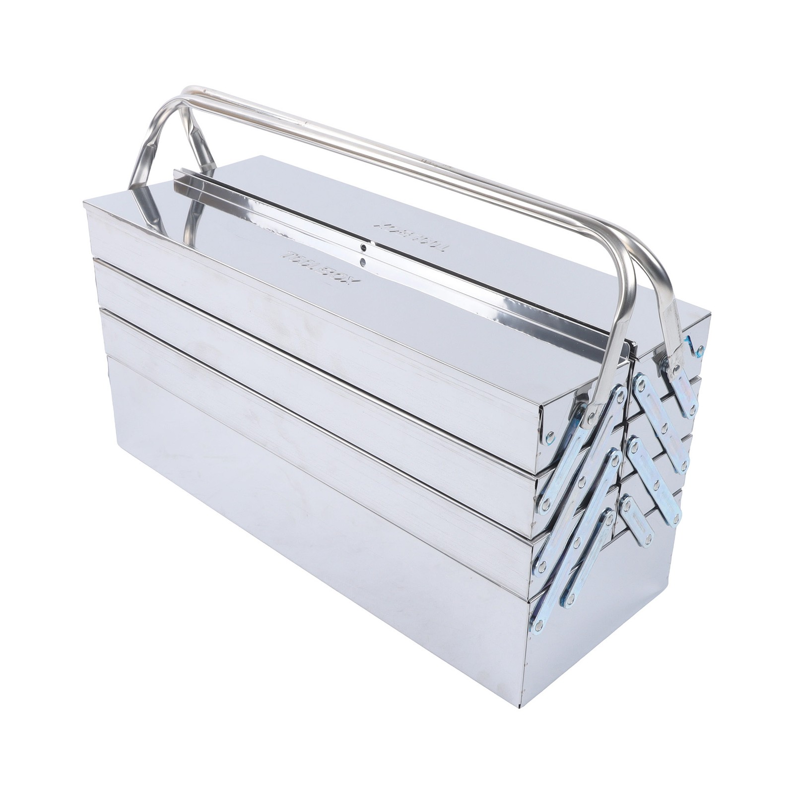 Metal Cantilever Tool Box 21-in 7-Tray 4-Tier Fold Out Stainless Steel Toolbox