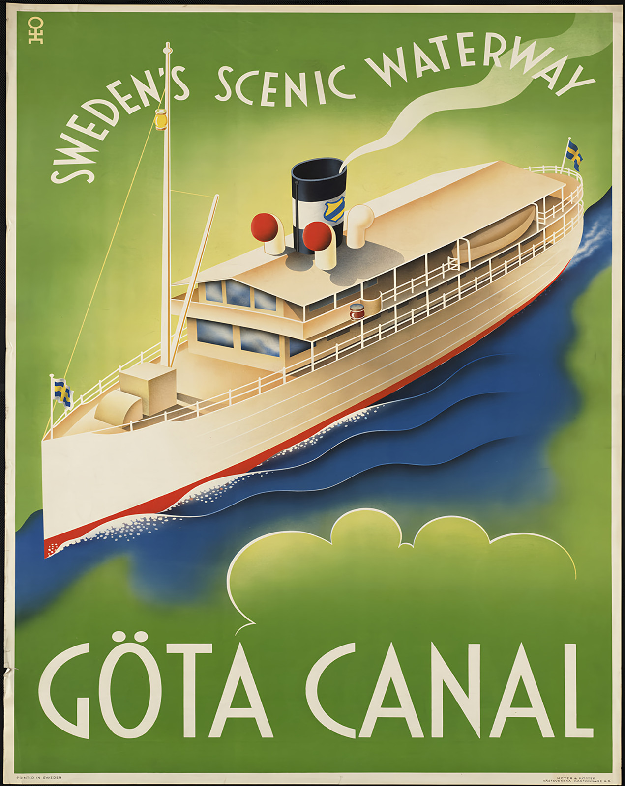 G�ta Canal Sweden Poster Retro Cruise Ship Wall Art - 12X16/16X20/18X24/24X36