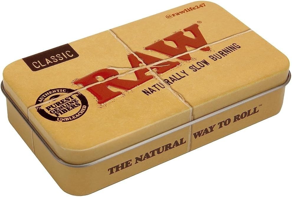 RAW Cone Loader for 1-1/4 and Lean Sized Cones + RAW Classic Tan Metal Tin Box