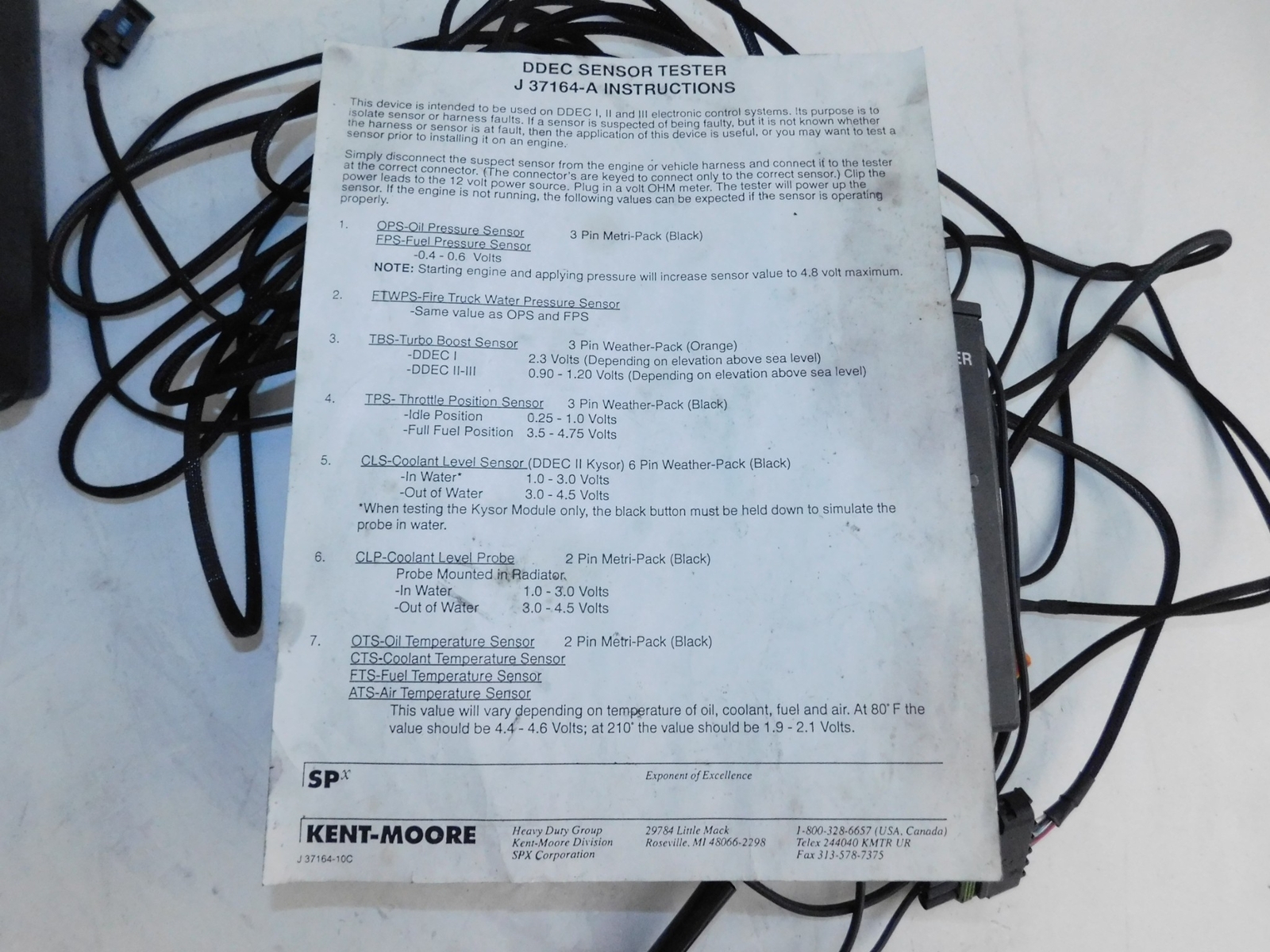 KENT MOORE DDEC SENSOR TESTER J37164-A (SIS20)