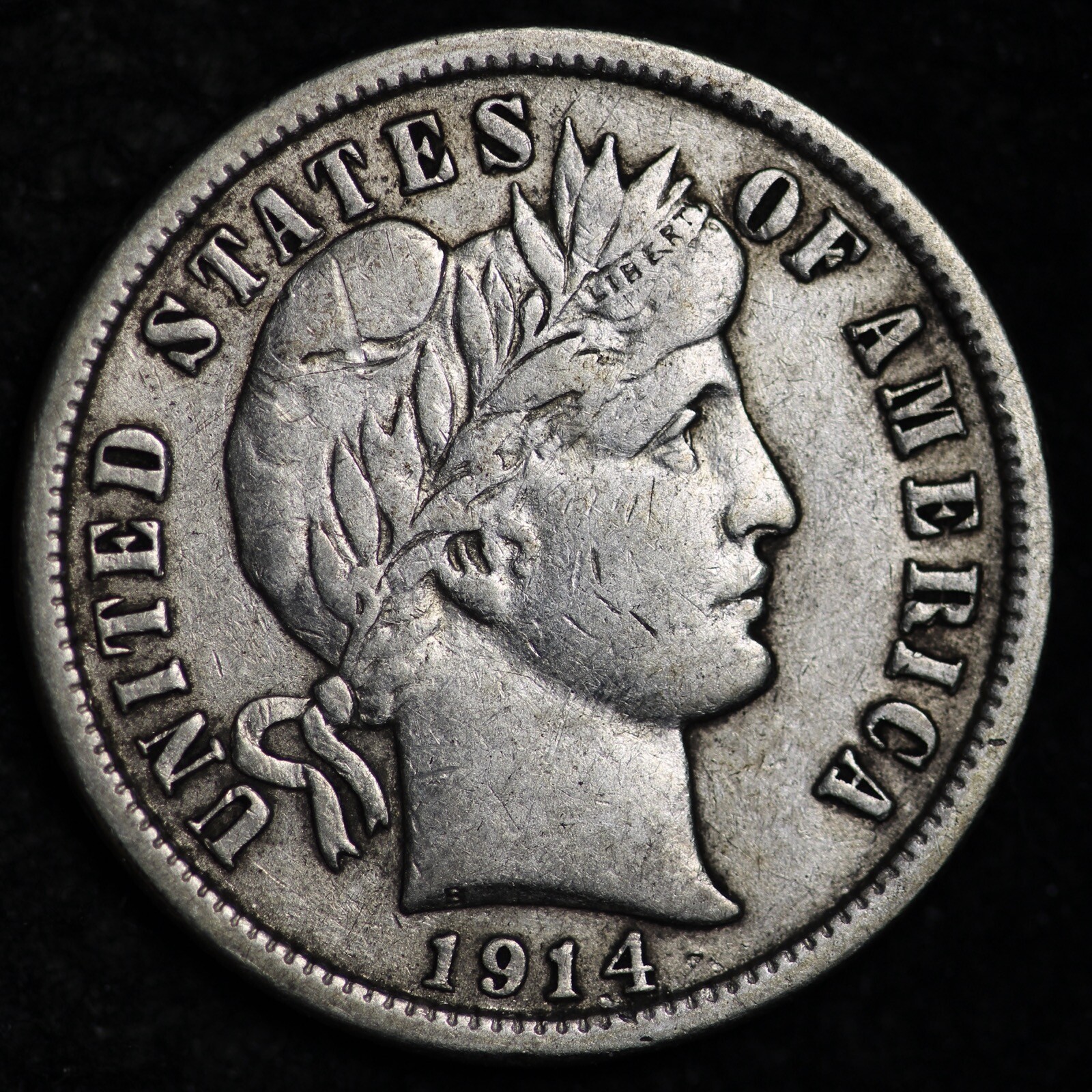 1914-D Barber Silver Dime CHOICE AU FREE SHIPPING W76 UCF