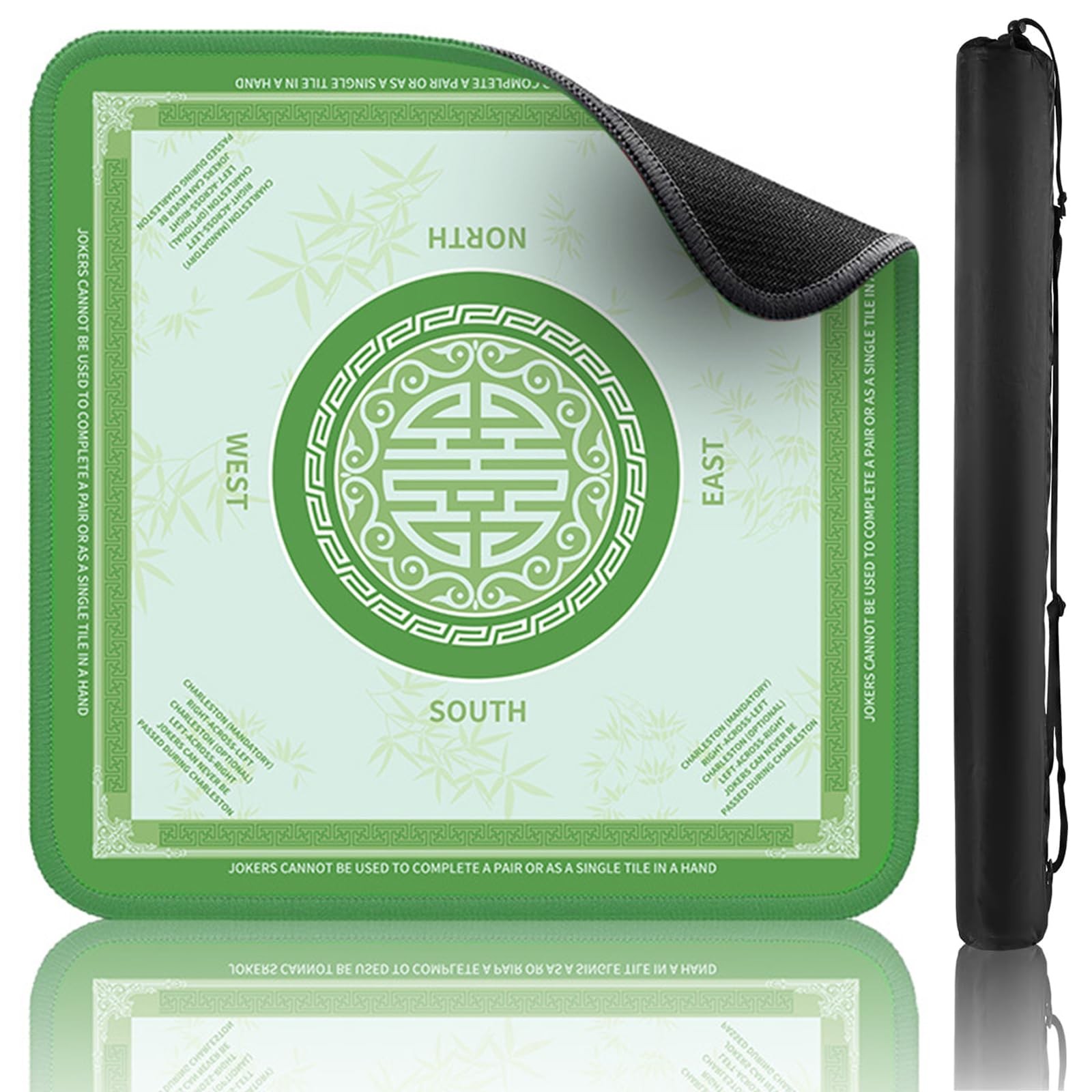 Mahjong Mat for Table 31.5" x 31.5", Portable American Mahjong Mats with Carr...