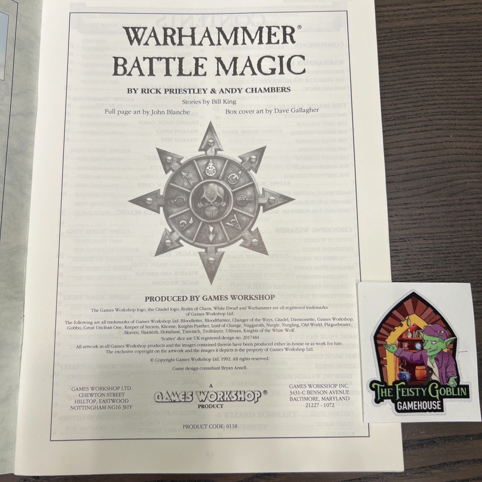 Battle Magic Warhammer Games Workshop Supplement 1992 Rulebook Spell Cards Magic