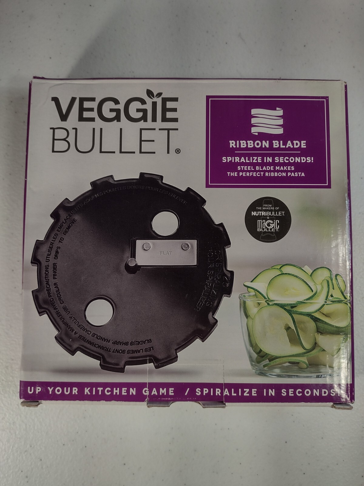 Veggie Bullet Accessory Ribbon Blade in package Spiralize in Seconds