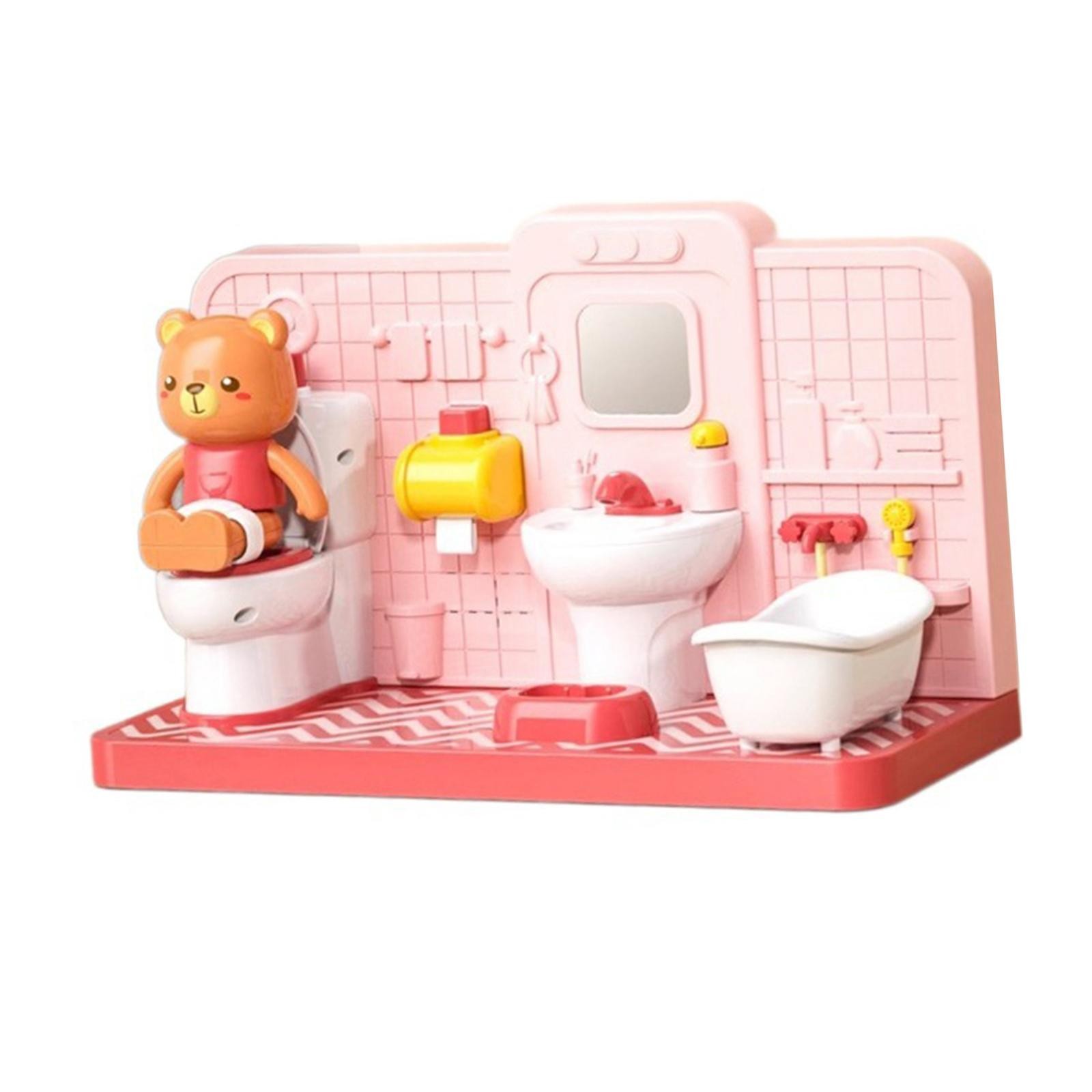 Dollhouse Bathroom Furniture Set Dollhouse Playsets with House Supplies