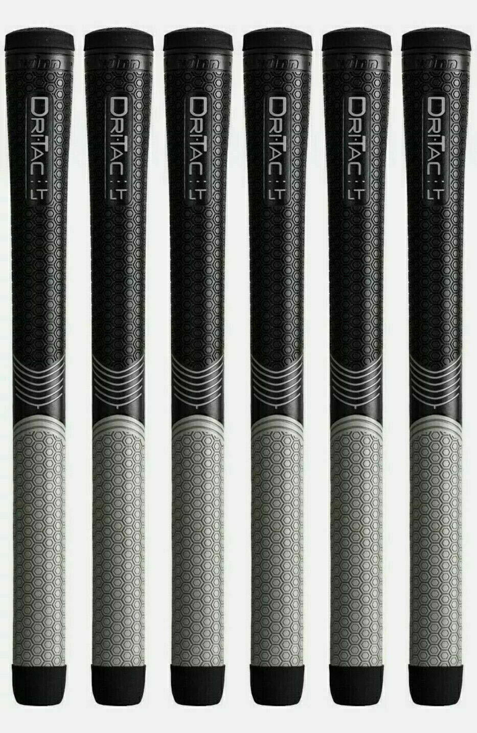 SET OF 6 - Winn Grips Winn Dri-Tac LT (Less Taper) Golf Grip Standard 5LTDT-BKG