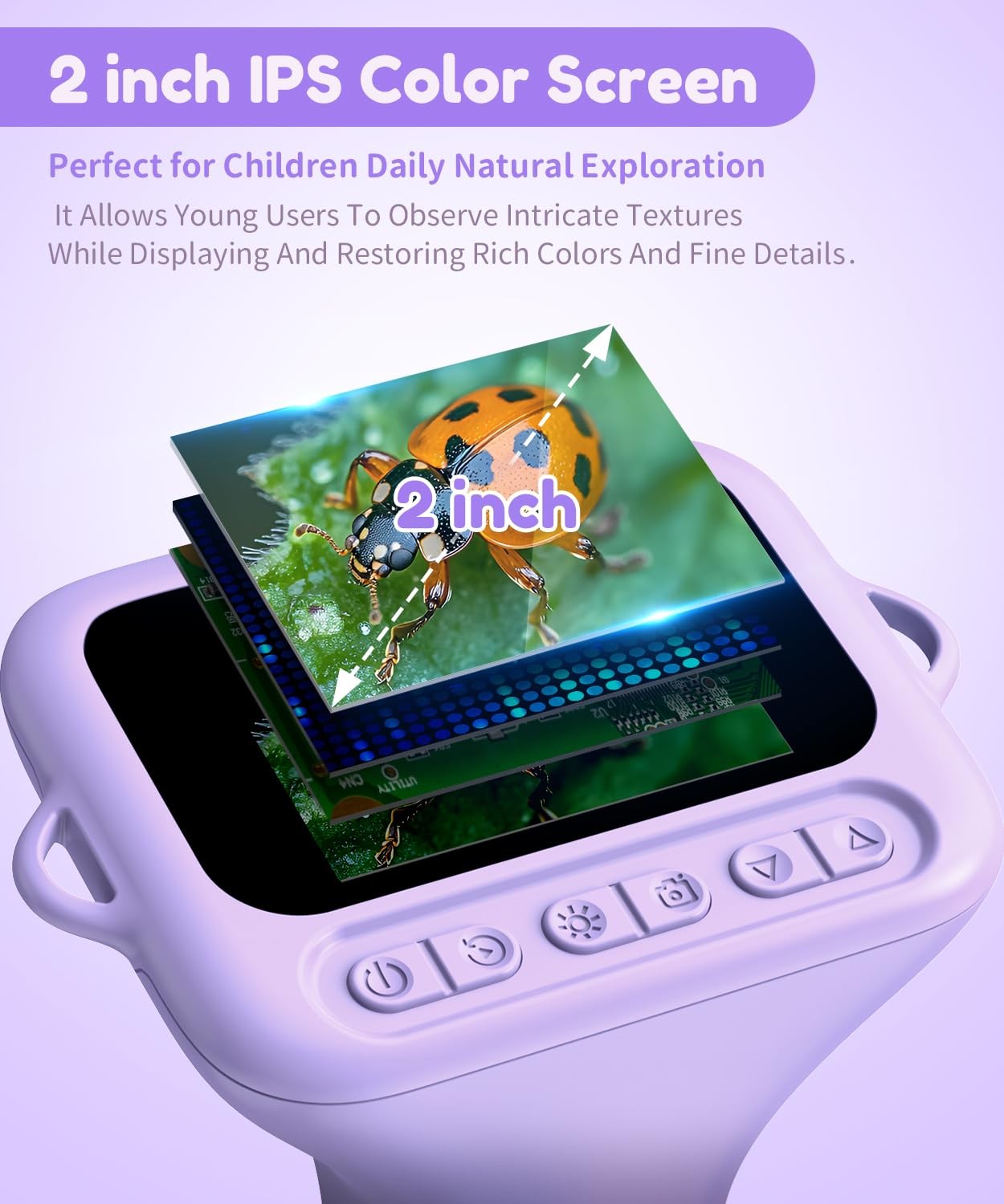Digital Microscope for 5-7: 1000x Handheld Microscope with Screen 2" inch Poc...